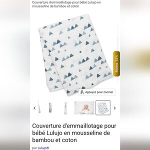 NWT lulujo Blue and White Swaddle Blanket